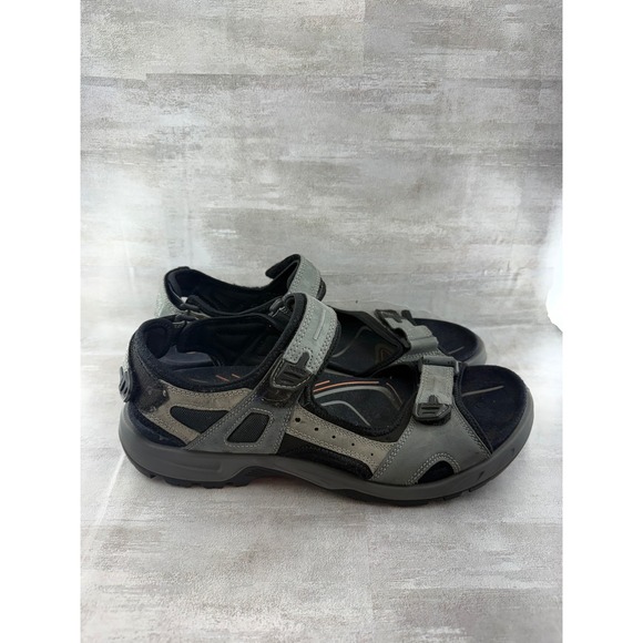 ECCO Yucatan Men Grey Black Leather Sport Hiking Sandals Sz EU48 US 14 Receptor main image 5